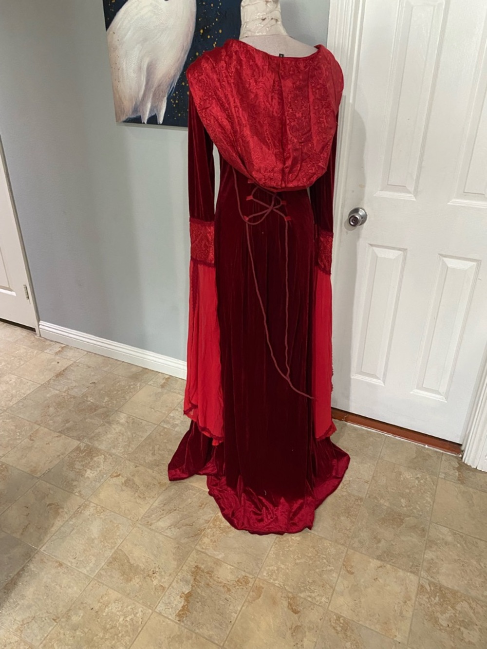 New Women XL Deluxe Witch Dress Costume, Vintage Embroidered Renaissance Gothic - Picture 12 of 13
